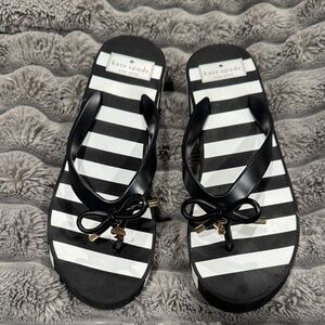 Kate Spade Black and White Striped Sandals